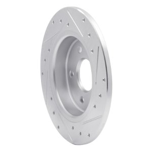 Ford Focus Brake Rotor (1) - Rear Left - R1 Concepts - Drilled & Slotted - Silver - `12-`18